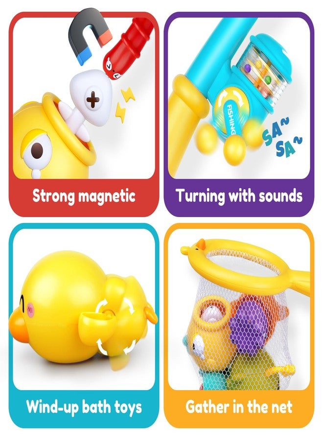 VConejo Baby Bath Toys for Kids Ages 1-3, Magnetic Fishing Games with Floating Bathtub Wind-Up Toys & Fishing Net, Fishing Rod Water Pool Toys for Toddlers 1-3 - Image 4