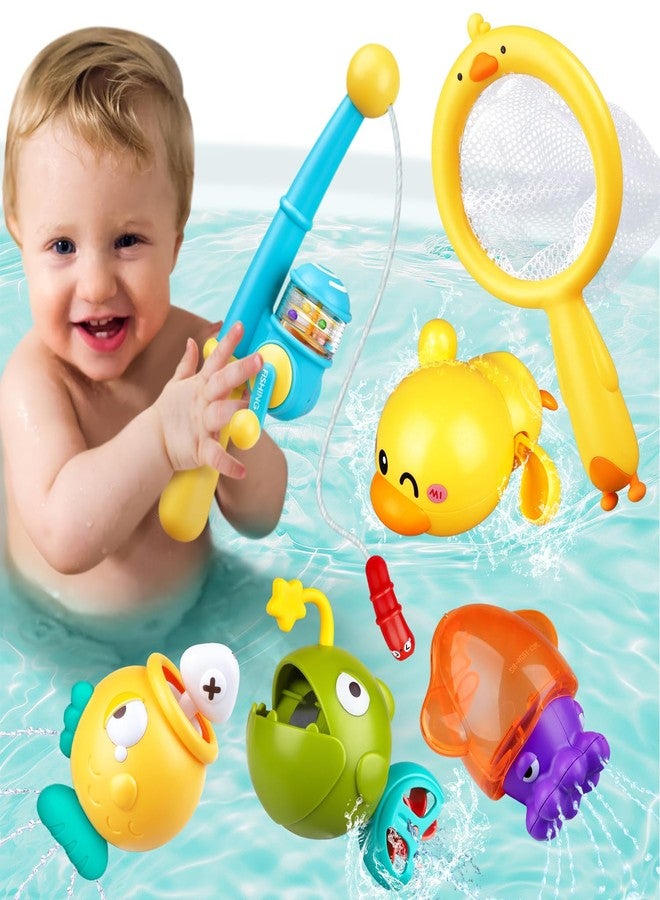 VConejo Baby Bath Toys for Kids Ages 1-3, Magnetic Fishing Games with Floating Bathtub Wind-Up Toys & Fishing Net, Fishing Rod Water Pool Toys for Toddlers 1-3 - Image 1