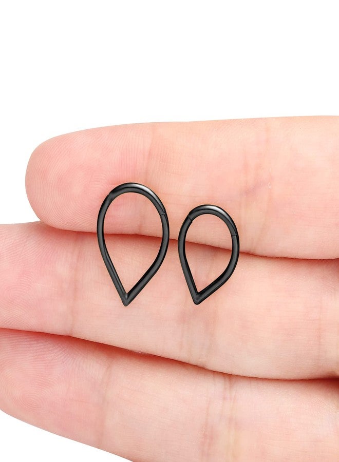 فوجو حلق الأنف VOJO G23 المصنوع من التيتانيوم على شكل دمعة، أقراط ثقب دايث، مجوهرات، حلقات أنف تراغوس هيليكس للنساء (10 مم، أسود) - Image 5