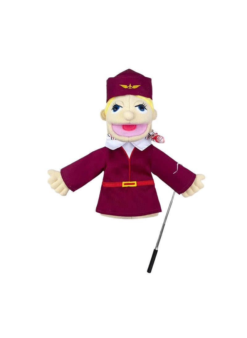 1 Pcs Flight Attendant Occupation Professional Figurine Role Playing Parent-Child Interaction Toy Family Companionship Plush Doll Figurine Toy Hand Puppet With Control Lever - Image 1