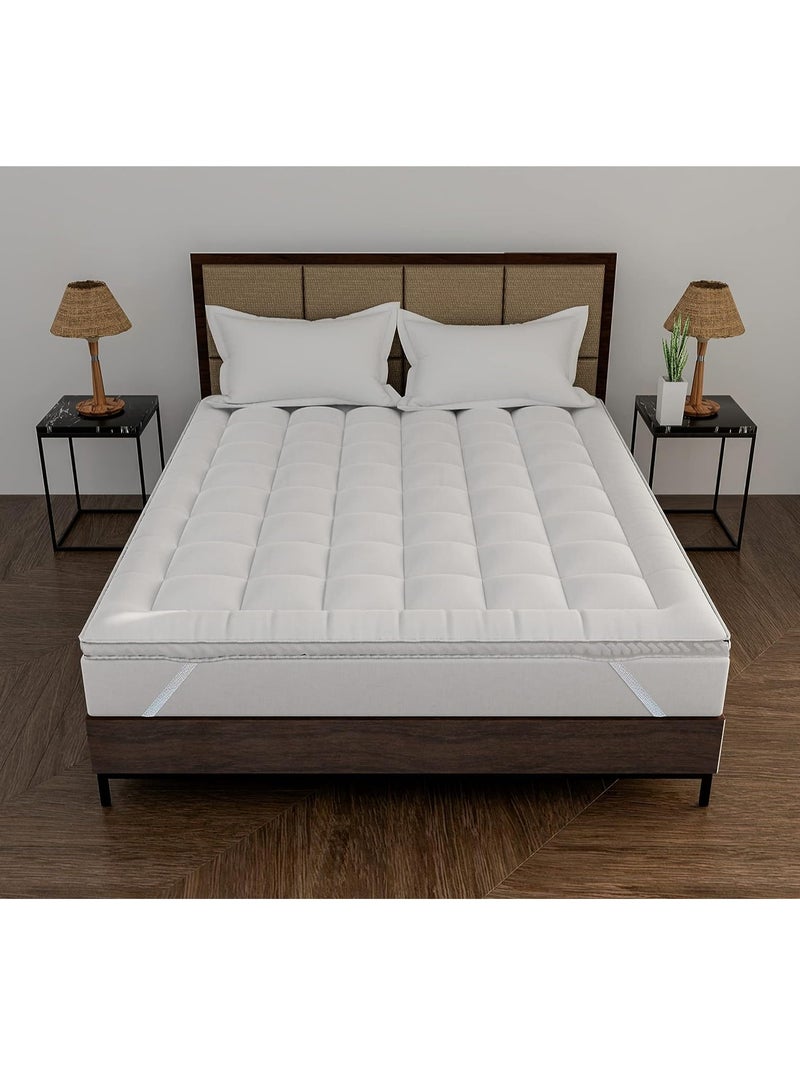 DubaiGallery Full Mattress Pad / Cotton Quilted Fitted Cooling Mattress Topper with Soft Snow Down Alternative Fill, Breathable Mattress Protector - Image 4