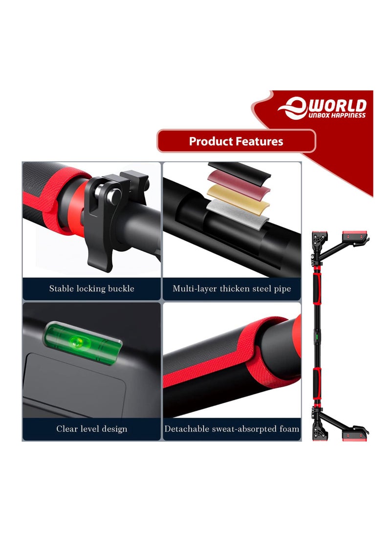 Eworld - Sturdy Doorway Chin up bar with Gloves and Children Hanging Rings, Featuring 2 way Safe Support, Locking Adjustable Width and No Screw Wall Mount, All in One Gym System for Total Upper Body Workout - Image 1