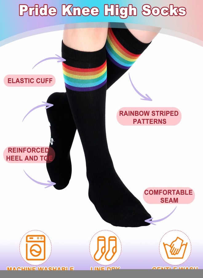 Eurzom 3 Pairs Novelty Rainbow Pride Knee High Socks Funny Cotton Socks Lesbian Gay Accessories Lgbtq Gifts for Women Men Unisex - Image 4