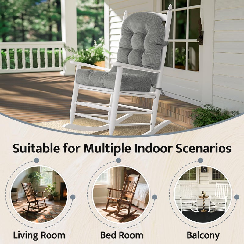 mudilun Adirondack Chair Cushions Non-Slip Indoor Rocking Chair Cushion with Straps Tufted Adirondack Chair Pads for Bedroom Living Room Porch Rocker - Image 5