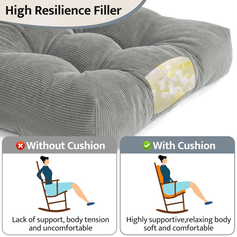 mudilun Adirondack Chair Cushions Non-Slip Indoor Rocking Chair Cushion with Straps Tufted Adirondack Chair Pads for Bedroom Living Room Porch Rocker - Image 4