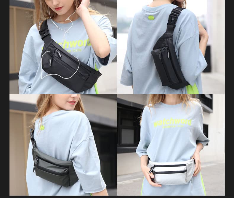 Ketmart Waist Pack Travel Handy Hiking Zip Pouch Document Money Phone Belt Sport Bag for Men and Women and Adult Leather (Grey) - Image 4