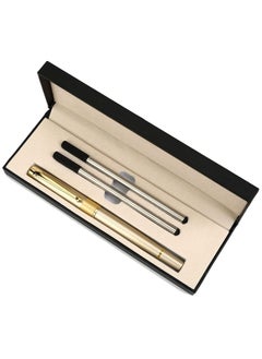 Excefore Expert Ballpoint Pen Gold with Chrome Trim Luxury, Ballpoint Line 0.5mm Tip Come with 2 Pieces Black Ink Refill, Nice BallPens Classy Gift Box for Student, Executive, Office (Gold)  - Image 1