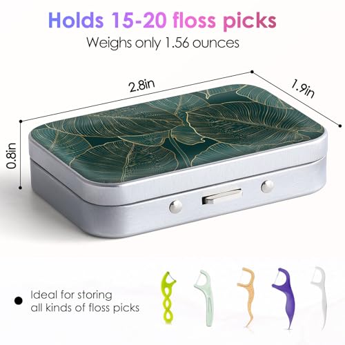 Gerkia Dental Floss Portable Case, Easy to Store Floss Picks of Various Sizes, Portable Dental Floss Dispenser is Perfect for Travelling, Hotels, Dinners, Appointments.Emerald Green Leaf - Image 2