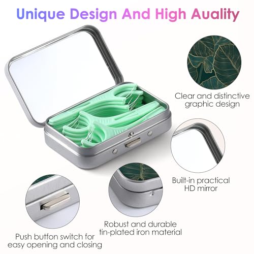 Gerkia Dental Floss Portable Case, Easy to Store Floss Picks of Various Sizes, Portable Dental Floss Dispenser is Perfect for Travelling, Hotels, Dinners, Appointments.Emerald Green Leaf - Image 3