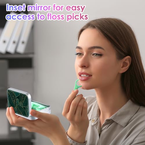 Gerkia Dental Floss Portable Case, Easy to Store Floss Picks of Various Sizes, Portable Dental Floss Dispenser is Perfect for Travelling, Hotels, Dinners, Appointments.Emerald Green Leaf - Image 4
