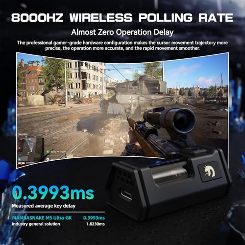 MAMBASNAKE M5 Ultra Carbon Fiber 8KHz Wireless Gaming Mouse,PAW3950 Sensor 42K DPI,39g Lightweight Tri-Mode 2.4GHz/BT/Wired Computer Mice,Web Driver Support,for Win/Mac/FPS/MOBA/Esports-Black(B) - Image 3