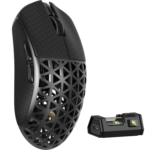 MAMBASNAKE M5 Ultra Carbon Fiber 8KHz Wireless Gaming Mouse,PAW3950 Sensor 42K DPI,39g Lightweight Tri-Mode 2.4GHz/BT/Wired Computer Mice,Web Driver Support,for Win/Mac/FPS/MOBA/Esports-Black(B) - Image 1