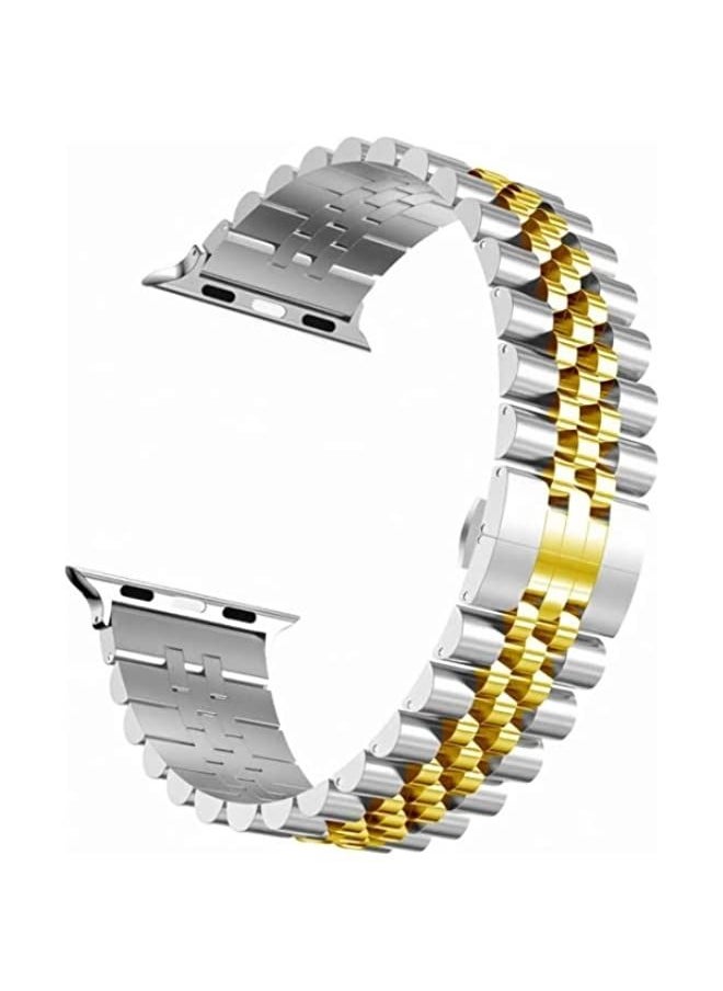 Generic - Suitable for Apple Watch Ultra 49mm | Series 8 | 7 45mm | SE 2 | 6 | SE | 5 | 4 44mm | 3 | 2 | 1 42mm Stainless Steel Watch Strap 20mm Silver Gold - Image 1