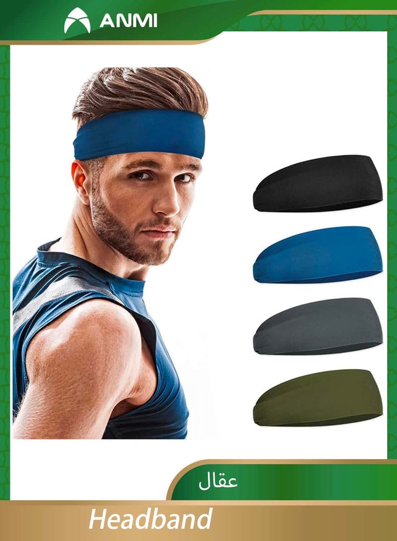 أنمي 4 قطع عصبة رأس رياضية للرجال والنساء للجري كروس فيت لركوب الدراجات الهوائية واليوغا وكرة السلة والتمارين الرياضية عصبة شعر للجنسين قابلة للتمدد وممتصة للرطوبة - Image 1