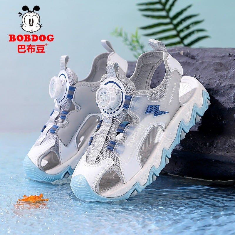 Babudou Boys' Sandals Summer Cut Out Breathable Kidsren'S Toe-Cap Sandals Non-Slip Anti-Collision Beach Shoes Soft Sole Wear-Resistant - Image 1