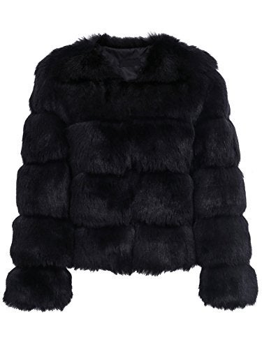 Simplee Apparel Simplee Women Luxury Winter Warm Fluffy Faux Fur Short Coat Jacket Parka Outwear, Black, 0/2, Small - Image 5