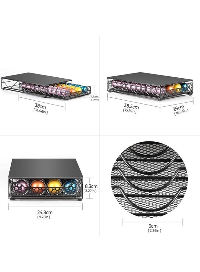 ريكابس درج لحمل وتخزين كبسولات القهوة متوافق مع كبسولات فيرتولين ويتسع لـ 40 كبسولة من ريكابس، لون اسود - Image 4