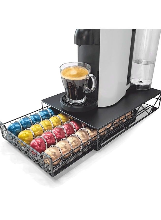 ريكابس درج لحمل وتخزين كبسولات القهوة متوافق مع كبسولات فيرتولين ويتسع لـ 40 كبسولة من ريكابس، لون اسود - Image 1