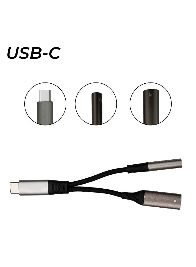 محول صوت IM-226 2 في 1 من USB-C إلى 3.5 مم | صوت AUX عالي الجودة وشحن سريع | كابل نايلون متين مضفر | 0.12 متر - Image 2