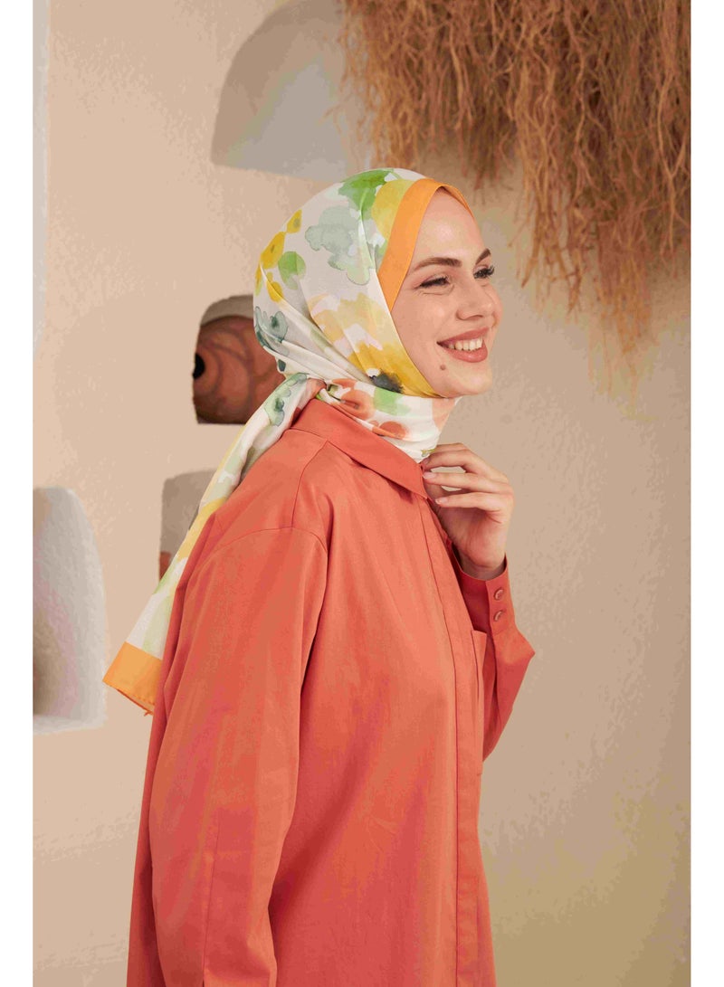 إيبيكهان حجاب سيمفونية الزهور القطني باللون البرتقالي – أناقة نابضة بالحياة ونعومة لا مثيل لها، صناعة تركية - Image 5