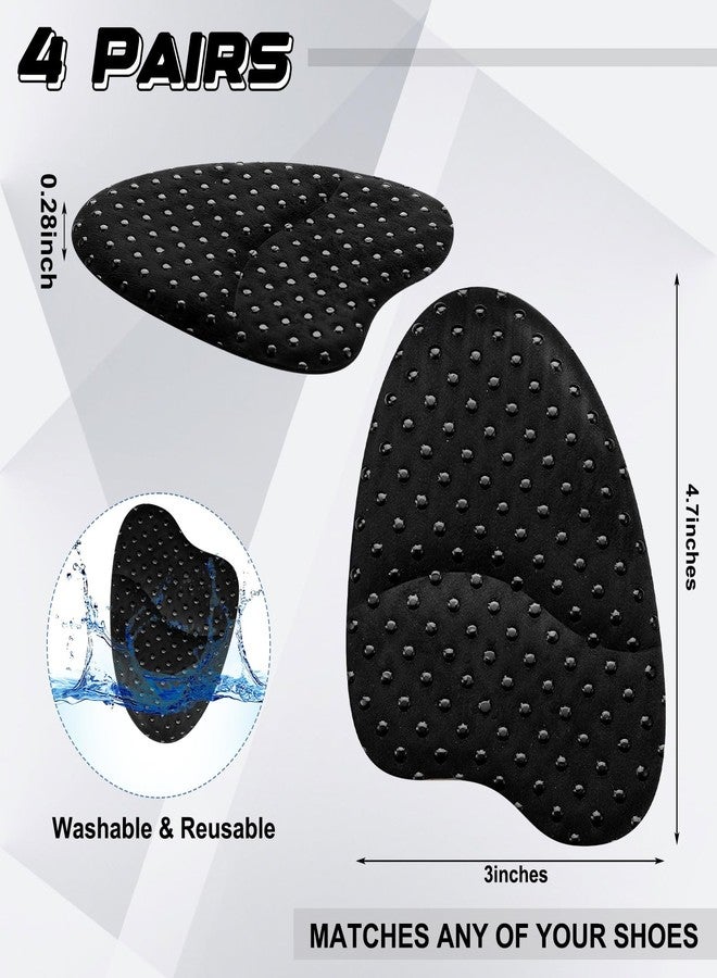 Jecery 4 Pairs Anti-Sliding Forefoot Cushions Ball of Foot Cushions for Women Toe Pads Half Insole Insert with Anti-Slip Grip Dots Pain Relief for High Heels Open Toe Pointe Shoes Sandals(Black) - Image 2