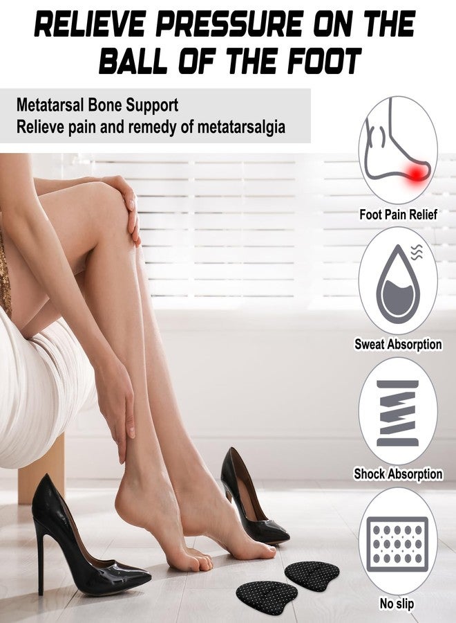 Jecery 4 Pairs Anti-Sliding Forefoot Cushions Ball of Foot Cushions for Women Toe Pads Half Insole Insert with Anti-Slip Grip Dots Pain Relief for High Heels Open Toe Pointe Shoes Sandals(Black) - Image 5