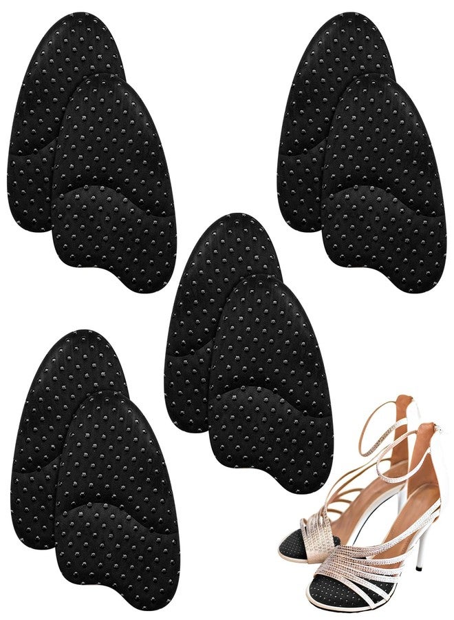 Jecery 4 Pairs Anti-Sliding Forefoot Cushions Ball of Foot Cushions for Women Toe Pads Half Insole Insert with Anti-Slip Grip Dots Pain Relief for High Heels Open Toe Pointe Shoes Sandals(Black) - Image 1