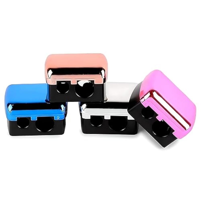 Dual-ended Makeup Sharpener - Precision tool for cosmetic eyebrow pencils, 2-pack with assorted colors for flawless definition and easy portability. (4pcs) - Image 1