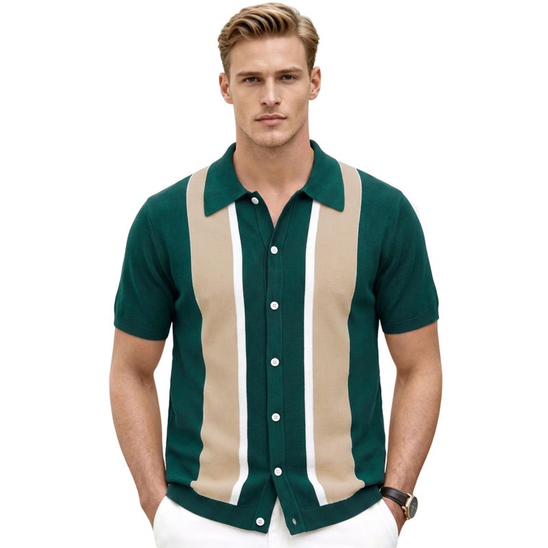 Men's Polo Shirt, Short Sleeve, Color Block - Image 1
