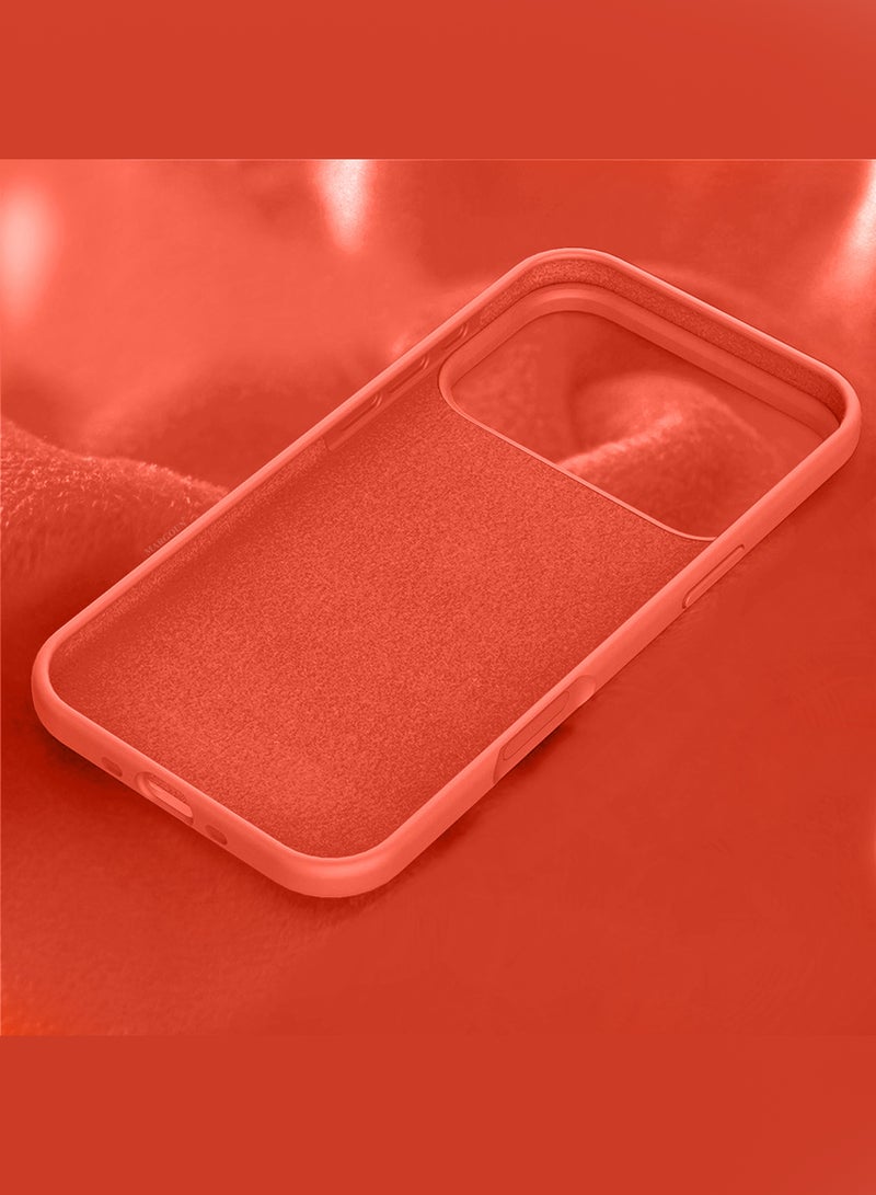 CATANES Silicone Protective Phone Case for iPhone 17 Pro Max - Soft Anti-Scratch Microfiber Lining Ultra Slim Drop Protection Phone Cover - Peach - Image 4