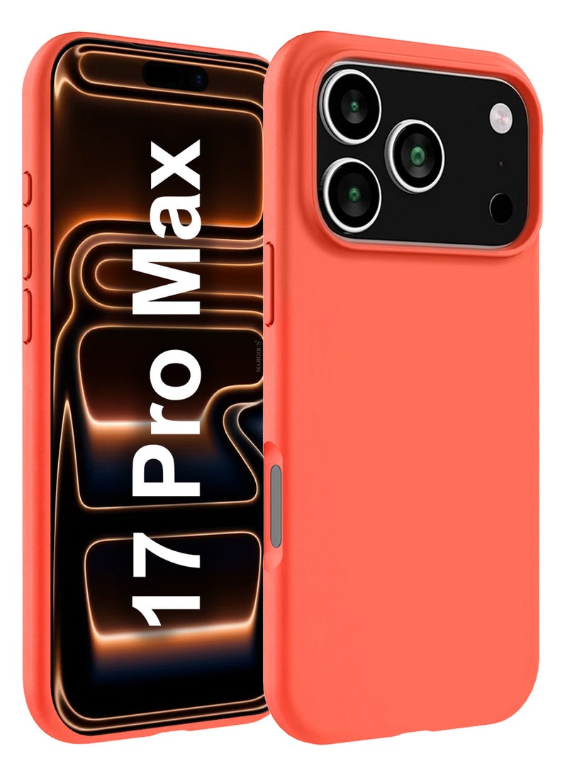 CATANES Silicone Protective Phone Case for iPhone 17 Pro Max - Soft Anti-Scratch Microfiber Lining Ultra Slim Drop Protection Phone Cover - Peach - Image 1