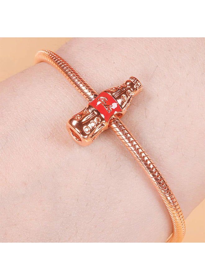 GNOCE 18K Rose Gold Palted Cola Charm With Red Cz Stone S925 Sterling Silver Taste The Feeling Cola Bottle Accessories Beads Fit All Major Brands Of Bracelet… - Image 5