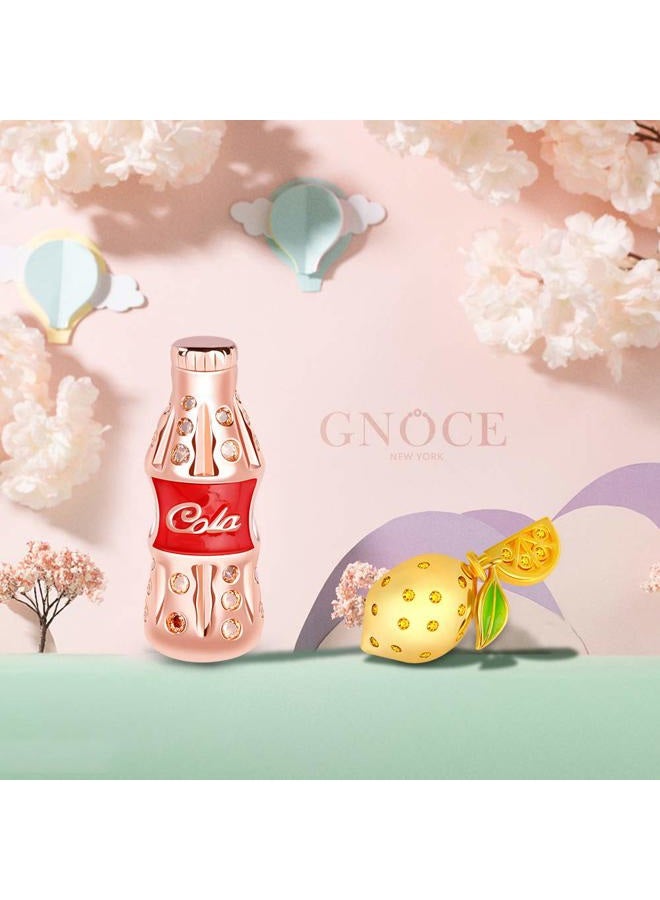 GNOCE 18K Rose Gold Palted Cola Charm With Red Cz Stone S925 Sterling Silver Taste The Feeling Cola Bottle Accessories Beads Fit All Major Brands Of Bracelet… - Image 2