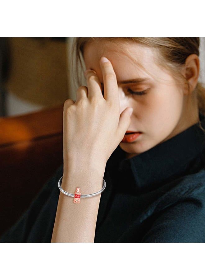 GNOCE 18K Rose Gold Palted Cola Charm With Red Cz Stone S925 Sterling Silver Taste The Feeling Cola Bottle Accessories Beads Fit All Major Brands Of Bracelet… - Image 4