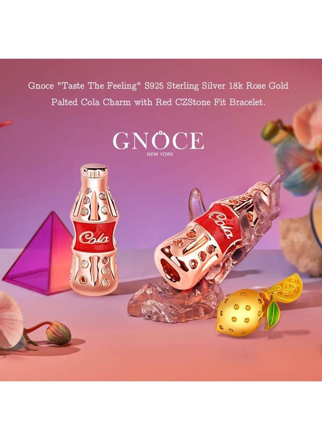 GNOCE 18K Rose Gold Palted Cola Charm With Red Cz Stone S925 Sterling Silver Taste The Feeling Cola Bottle Accessories Beads Fit All Major Brands Of Bracelet… - Image 3