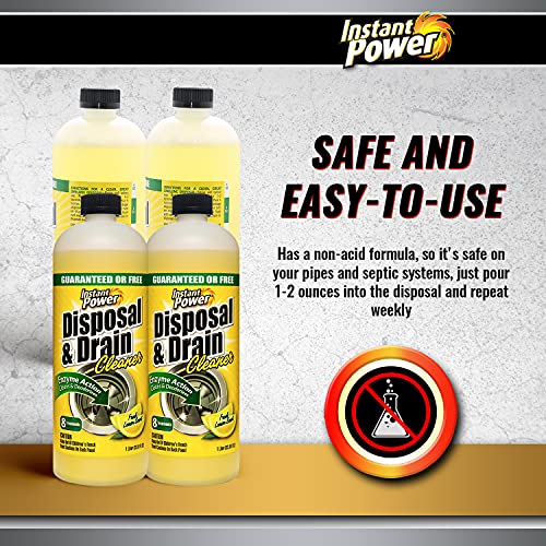 Instant Power Disposal and Drain Cleaner – Liquid Enzyme Clog Remover, Cleans and Deodorizes, Removes Drain Blockages, Fresh Lemon Scent 33.8 Fl oz, 1 Liter 4 Pack - Image 4