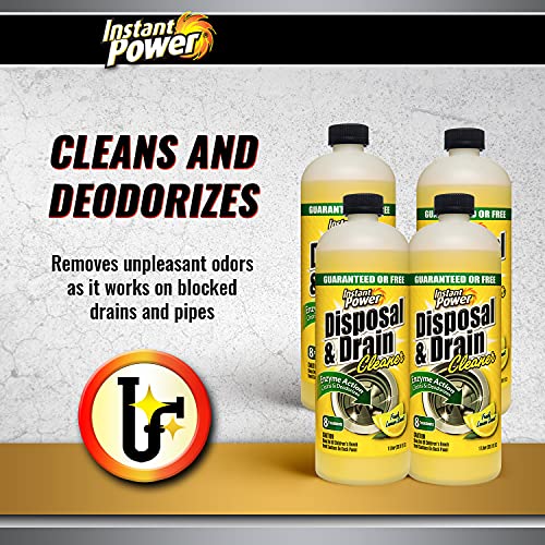 Instant Power Disposal and Drain Cleaner – Liquid Enzyme Clog Remover, Cleans and Deodorizes, Removes Drain Blockages, Fresh Lemon Scent 33.8 Fl oz, 1 Liter 4 Pack - Image 2