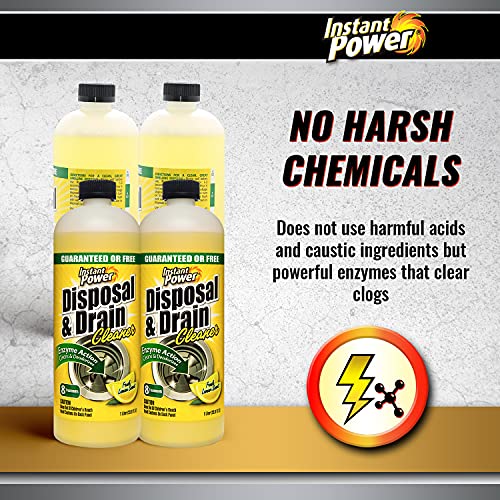 Instant Power Disposal and Drain Cleaner – Liquid Enzyme Clog Remover, Cleans and Deodorizes, Removes Drain Blockages, Fresh Lemon Scent 33.8 Fl oz, 1 Liter 4 Pack - Image 5