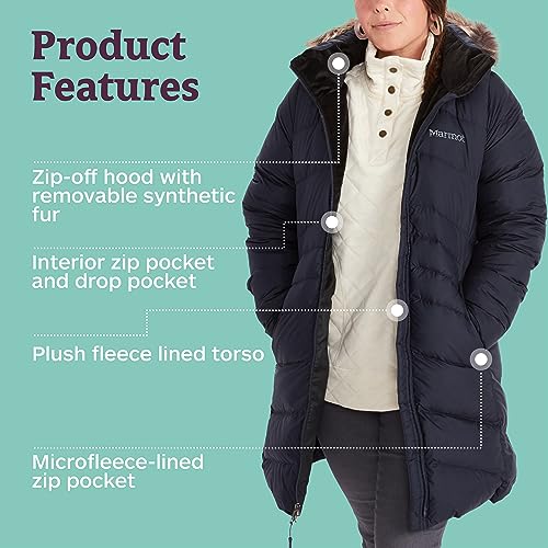 MARMOT Women's Montreal Mid-Thigh Length Down Puffer Coat, Midnight Navy, Large - Image 5