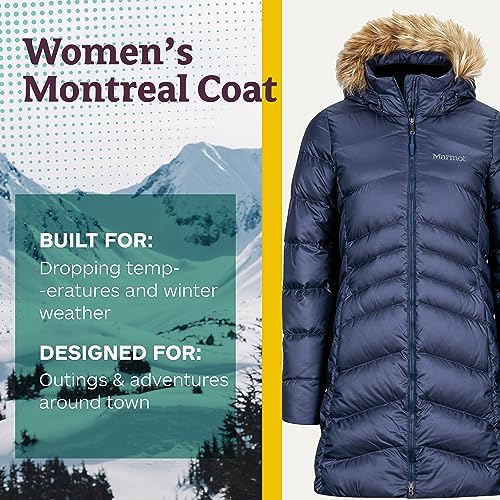 MARMOT Women's Montreal Mid-Thigh Length Down Puffer Coat, Midnight Navy, Large - Image 3