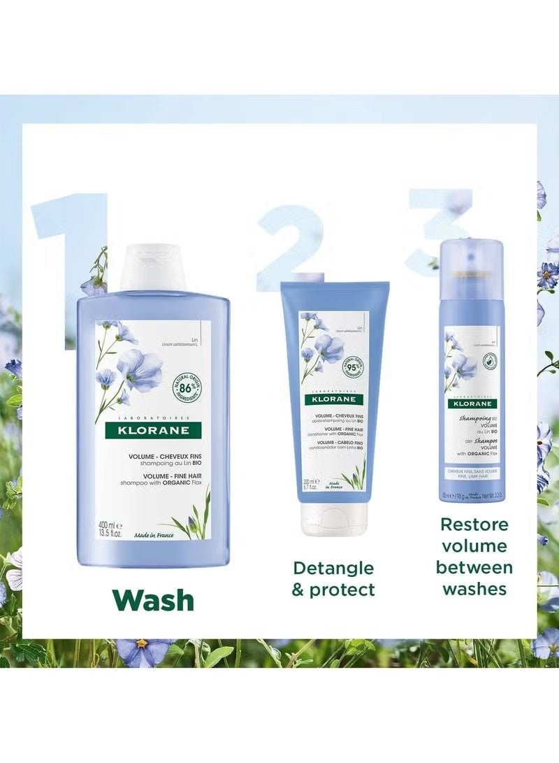 Klorane Volume - Fine Hair Shampoo with Organic Flax 400ml - Image 3