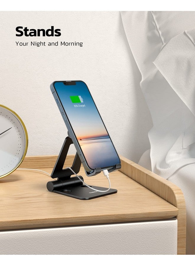 Nulaxy 2 Pack Dual Folding Cell Phone Stand, Fully Adjustable Foldable Desktop Phone Holder Cradle Dock Compatible with Phone 16 15 14 13 12 Pro Xs Xs Max Xr X 8, All Phones, Black - Image 3