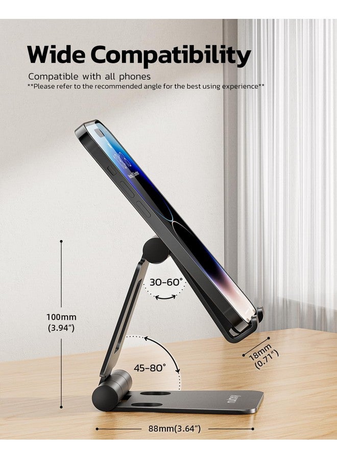 Nulaxy 2 Pack Dual Folding Cell Phone Stand, Fully Adjustable Foldable Desktop Phone Holder Cradle Dock Compatible with Phone 16 15 14 13 12 Pro Xs Xs Max Xr X 8, All Phones, Black - Image 2