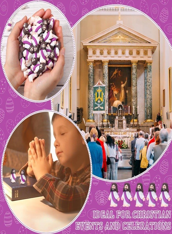 Barydat 300 Pack Mini Jesus Figurines Bulk Tiny Jesus Figures Christ Savior Religious Party Favors Pocket Rubber Toys to Hide and Seek for Easter Church Sunday School Baptism Gifts(Purple) - Image 4