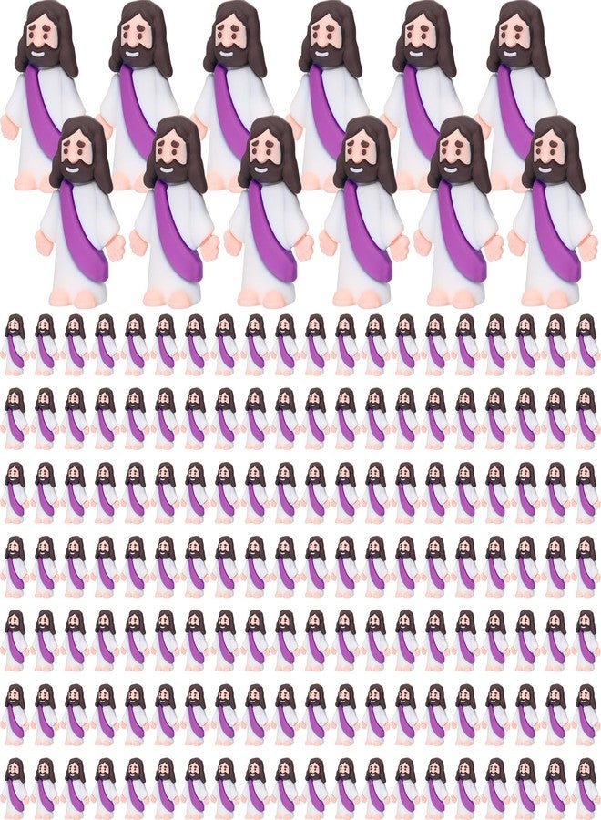 Barydat 300 Pack Mini Jesus Figurines Bulk Tiny Jesus Figures Christ Savior Religious Party Favors Pocket Rubber Toys to Hide and Seek for Easter Church Sunday School Baptism Gifts(Purple) - Image 1