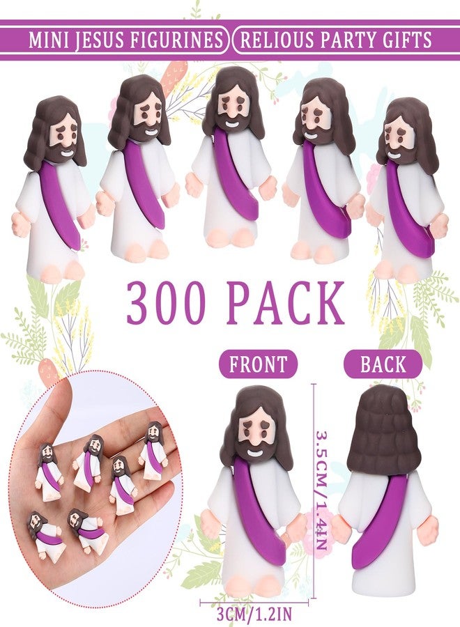 Barydat 300 Pack Mini Jesus Figurines Bulk Tiny Jesus Figures Christ Savior Religious Party Favors Pocket Rubber Toys to Hide and Seek for Easter Church Sunday School Baptism Gifts(Purple) - Image 2