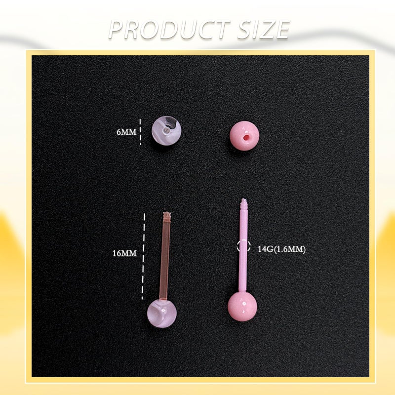 Kysppreu 48Pcs 14G Flexible Acrylic Straight Tongue Barbell Candy Color Tongue Piercing Jewelry for Women Men 16mm Bar - Image 4