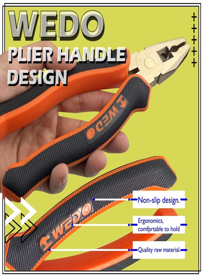 WEDO Non-Sparking Lineman's Pliers 8", Spark-free Safety Side Cutter Linemans Pliers, Combination Pliers, Wire Stripper, Crimper, Cutter, DIN Standard, BAM & FM Certificate, Aluminum Bronze - Image 4