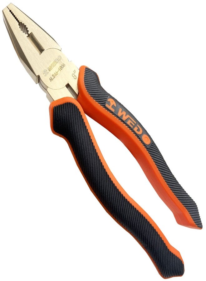 WEDO Non-Sparking Lineman's Pliers 8", Spark-free Safety Side Cutter Linemans Pliers, Combination Pliers, Wire Stripper, Crimper, Cutter, DIN Standard, BAM & FM Certificate, Aluminum Bronze - Image 1