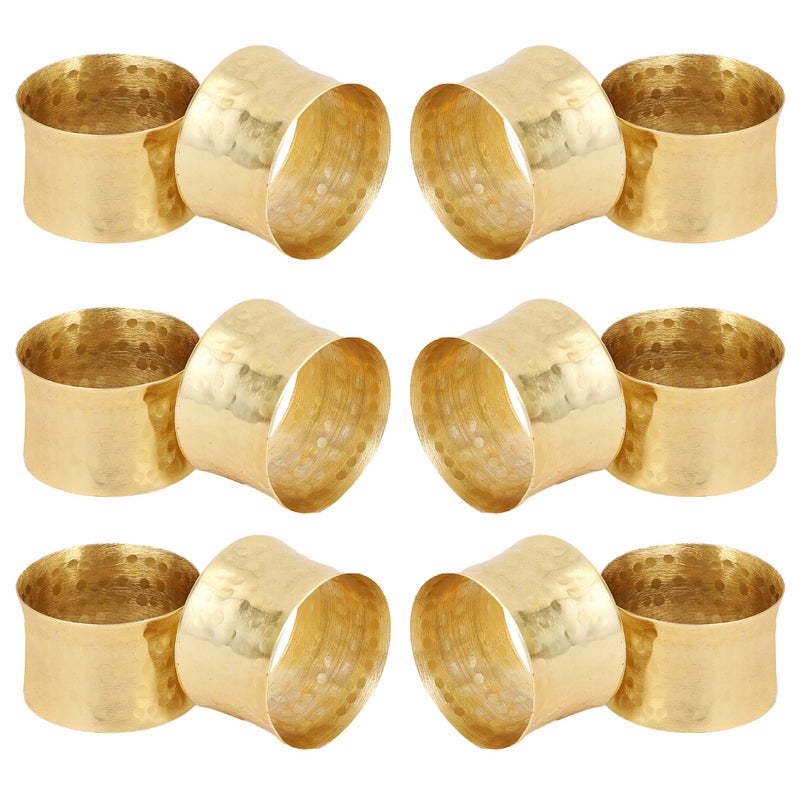 ITOS365 Handmade Round Hammered Golden Napkin Rings Holder for Dinning Table Parties Everyday, Set of 12 - Image 1
